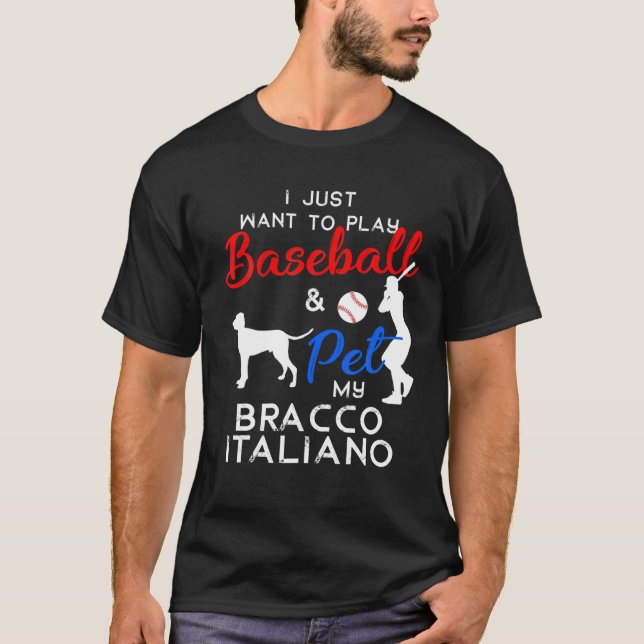 Bracco Italiano Funny Baseball Dog Owner Lover Xma T-Shirt (Front)