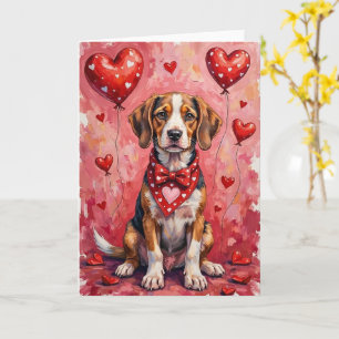 Bracco Italiano Valentine Dog Sitting with Hearts  Card