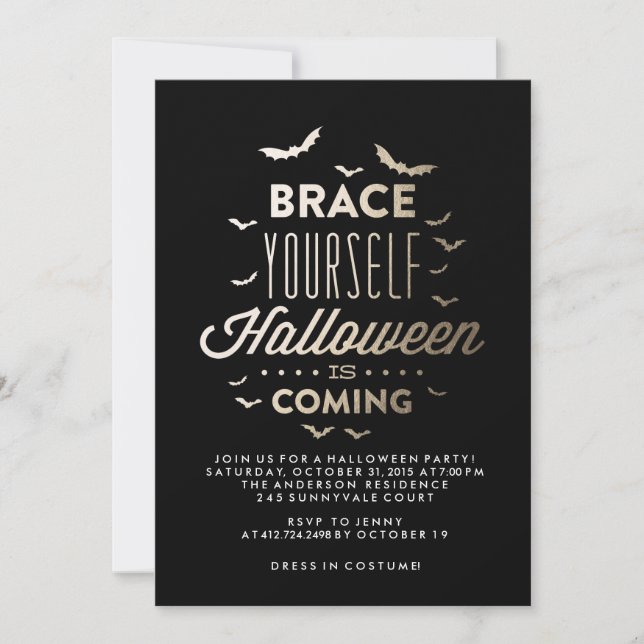BRACE YOURSELF HALLOWEEN Halloween Party Invite (Front)
