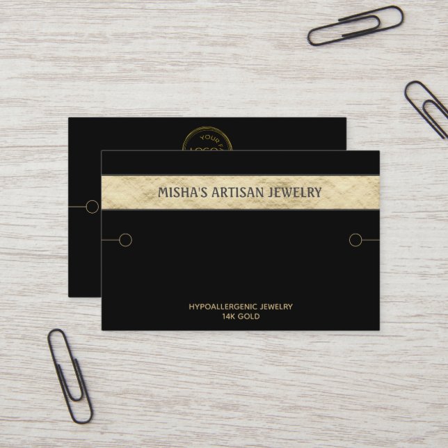 Bracelet Display Black Gold Logo Business Card (Front/Back In Situ)