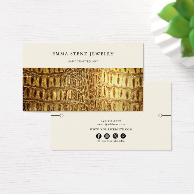 Bracelet Display Card • Gold Leather Texture (Desk)