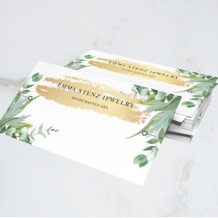Bracelet Display Card • Watercolor Eucalyptus Gold