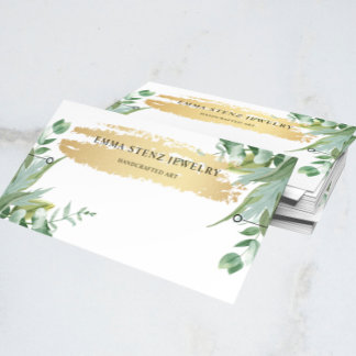Bracelet Display Card • Watercolor Eucalyptus Gold