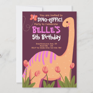 Brachiosaurus Dino Birthday Invitation