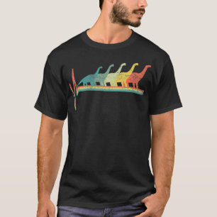 Brachiosaurus Dinosaur Heartbeat Retro Gift T-Shirt