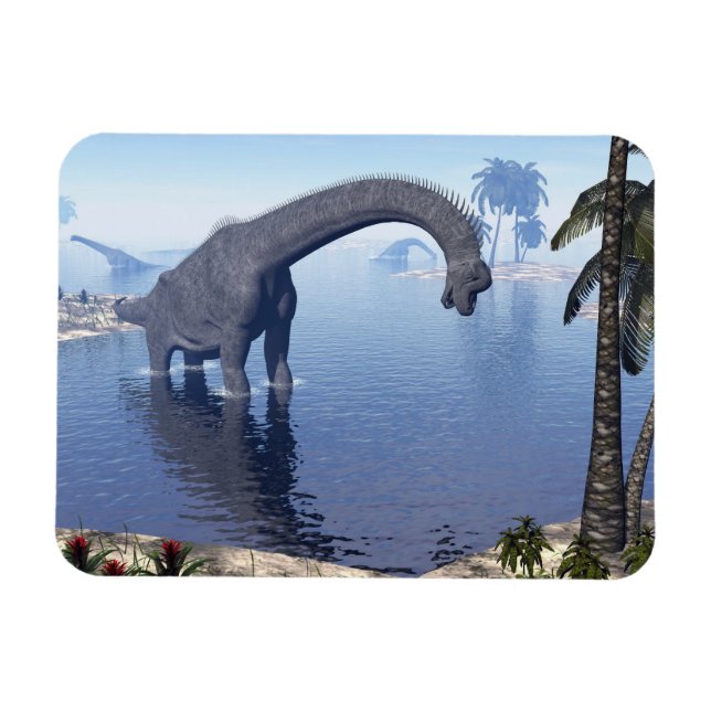 Brachiosaurus dinosaur in water - 3D render Magnet (Horizontal)