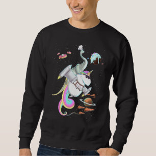 Brachiosaurus Dinosaur Riding Unicorn Food Space P Sweatshirt