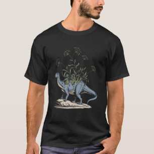 Brachiosaurus Dinosaur With Floral Garden T-Shirt