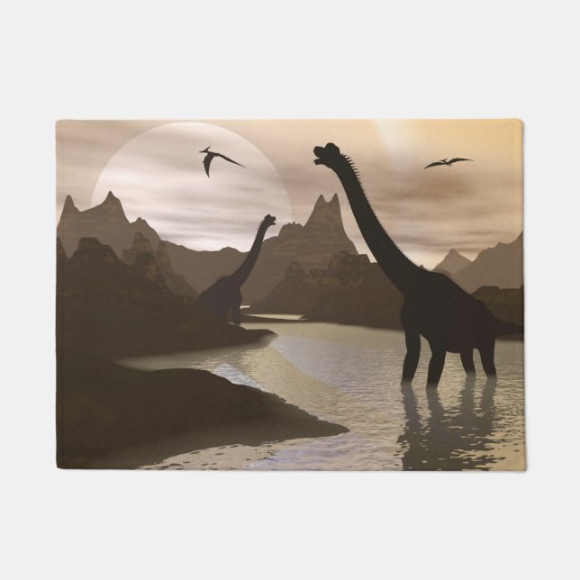 Brachiosaurus dinosaurs in water - 3D render Doormat (Front)