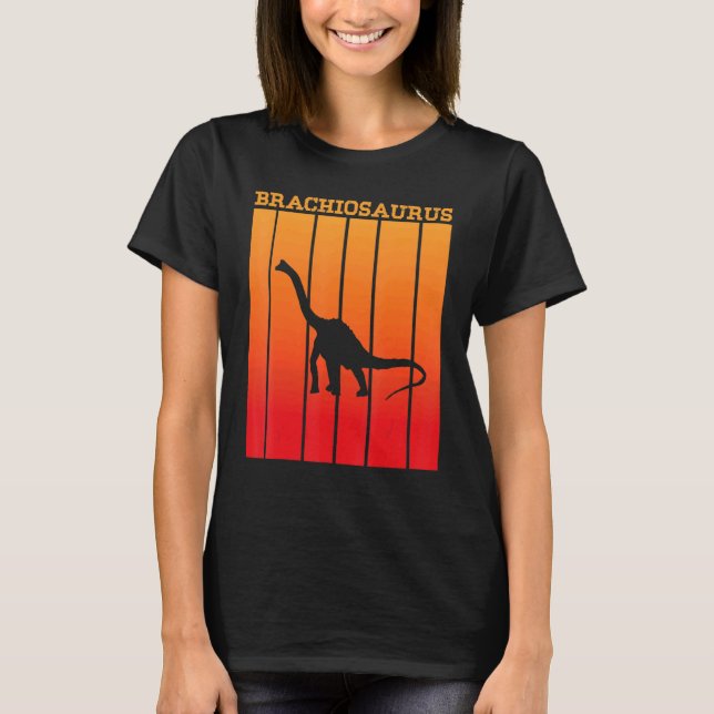 Brachiosaurus Shadow Silhouette At Sunset T-Shirt (Front)
