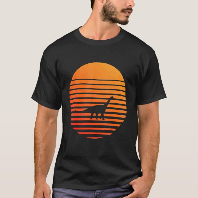 Brachiosaurus Shadow Silhouette In Front Of A Sun T-Shirt (Front)