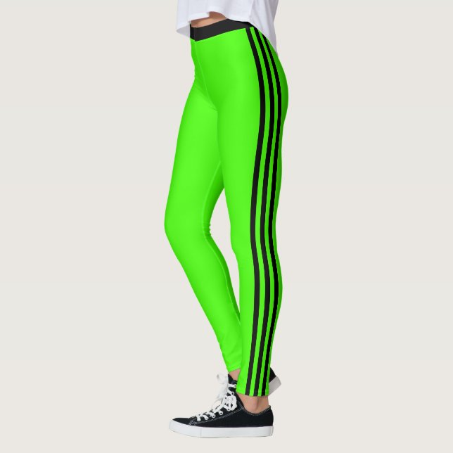 Brack Side Stripe Neon Green Leggings Custom Colou (Left)