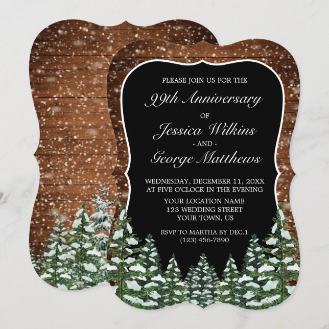 Bracket Snow Wood & Forest Wedding Anniversary Invitation (Front/Back)