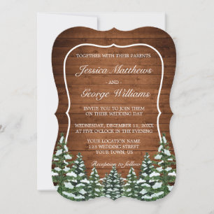 Bracket Snowy Wood & Forest Country Pine Wedding Invitation