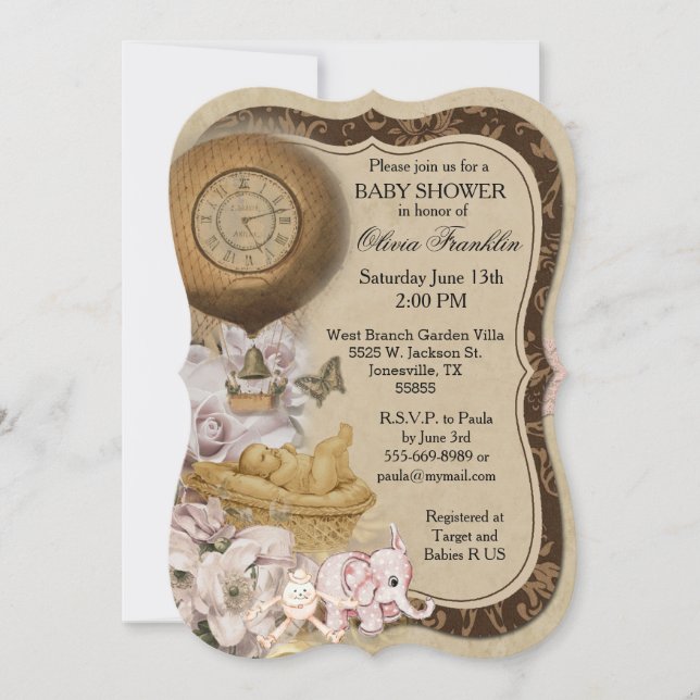 Bracket Vintage Baby Girl Shower Invitation (Front)