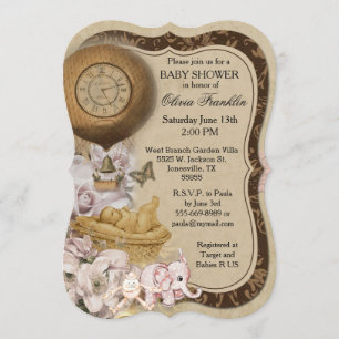 Bracket Vintage Baby Girl Shower Invitation