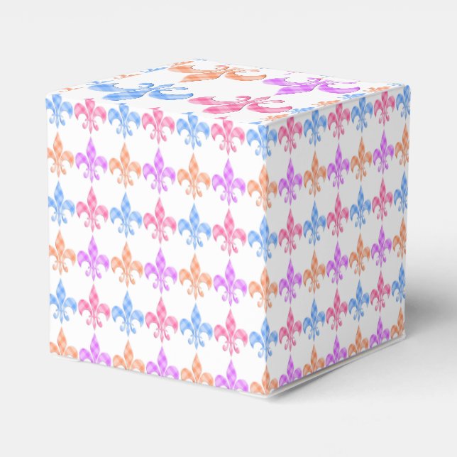 Brad fleur de lis colourful wedding favour box (Back Side)