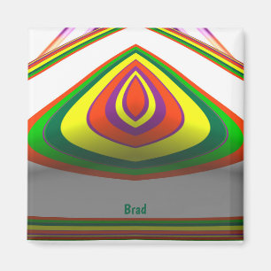 BRAD ~ SQUARE EYE 3D Fractal Design Green Yellow ~ Magnet