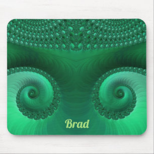 BRAD ~ Zany Shades of Green Fractal Pattern Mouse Mat