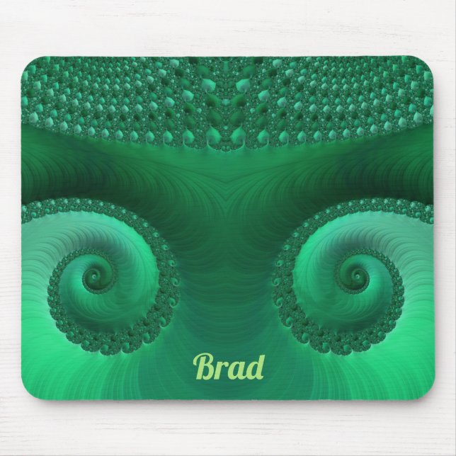 BRAD ~ Zany Shades of Green Fractal Pattern Mouse Mat (Front)