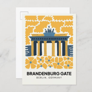 Bradenburg Gate Berlin abstract travel floral art Postcard