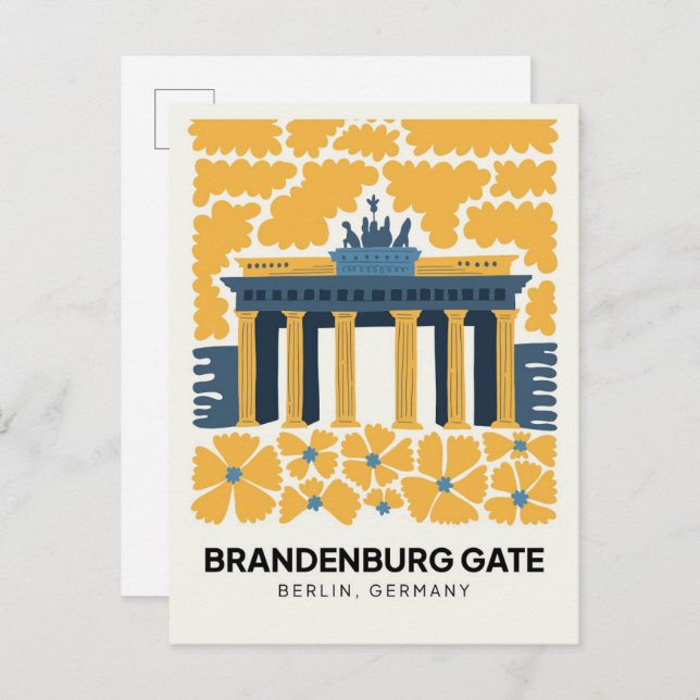 Bradenburg Gate Berlin abstract travel floral art Postcard (Front/Back)