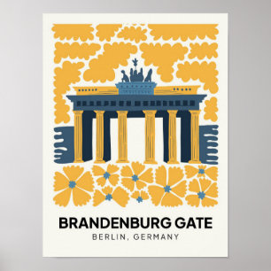 Bradenburg Gate Berlin abstract travel floral art Poster