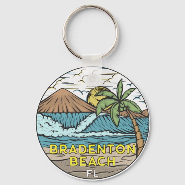 Bradenton Beach Florida Vintage Key Ring (Front)