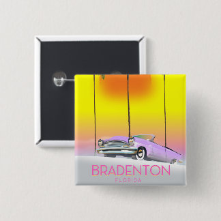 Bradenton Florida Classic car travel poster 15 Cm Square Badge
