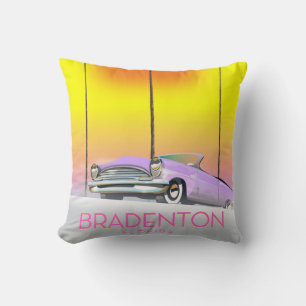 Bradenton Florida Classic car travel poster Cushion