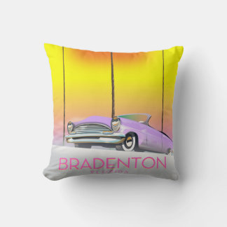 Bradenton Florida Classic car travel poster Cushion
