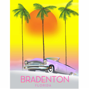 Bradenton Florida Classic car travel poster Standing Photo Sculpture