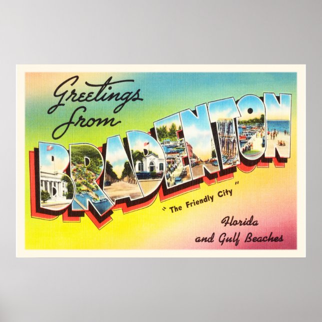 Bradenton Florida FL Old Vintage Travel Souvenir Poster (Front)