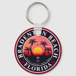 Bradenton Florida Retro Sunset Palm trees 1960s Key Ring