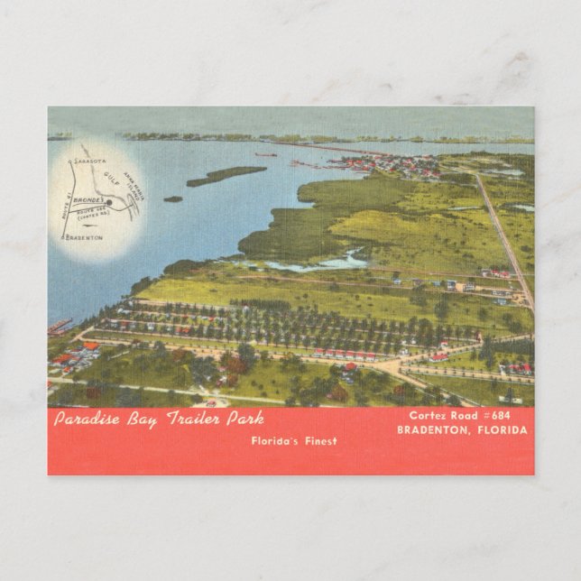 Bradenton Florida vintage Paradise Trailer Park Postcard (Front)