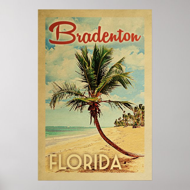 Bradenton Palm Tree Vintage Travel Poster (Front)