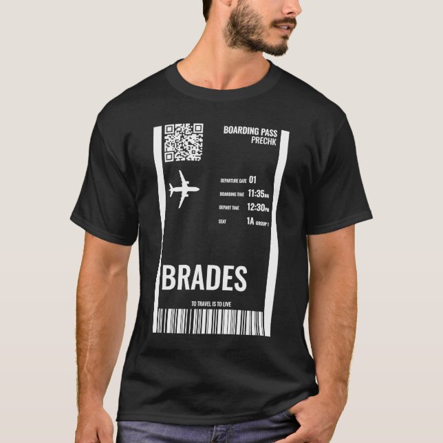 Brades Montserrat Boarding Pass Airline Ticket Tra T-Shirt (Front)