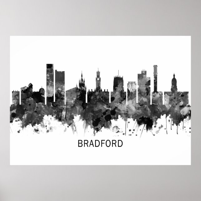 Bradford England Skyline BW Poster (Front)