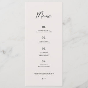 Bradford Modern Wedding Menu