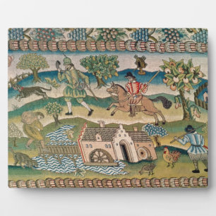Bradford Table Carpet, detail of scenes of rural l Plaque