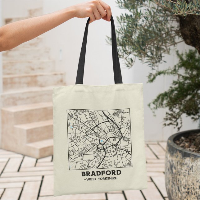 Bradford, West Yorkshire City Map Tote Bag (Creator Uploaded)