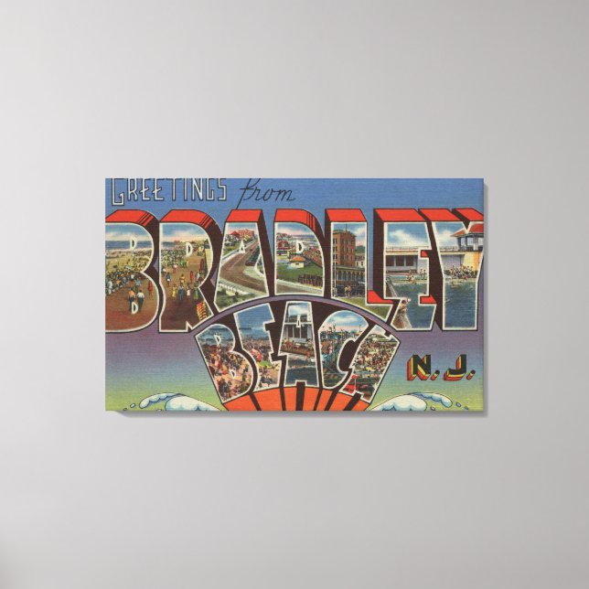 Bradley Beach, New Jersey - Large Letter Scenes Canvas Print (Front)