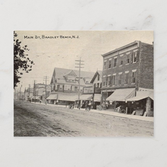 Bradley Beach, New Jersey, Main Street, Vintage Postcard (Front)