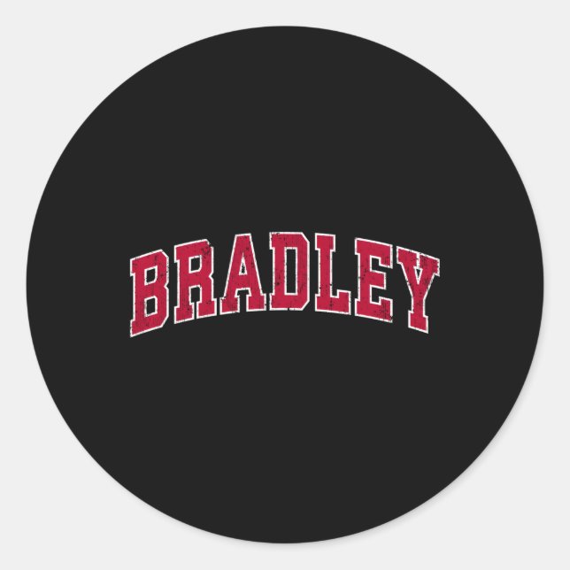 Bradley Illinois Il Sports Red Classic Round Sticker (Front)