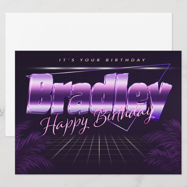 Bradley Name First name pura retro card Birthday (Front/Back)