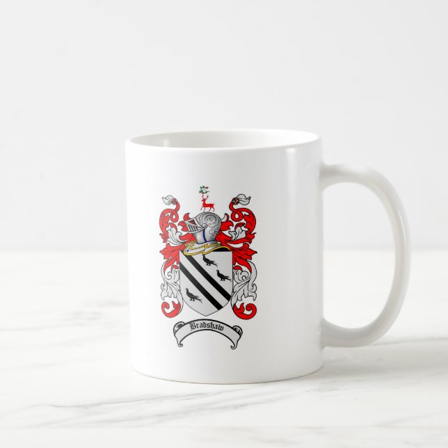 BRADSHAW FAMILY CREST -  BRADSHAW COAT OF ARMS COFFEE MUG (Right)