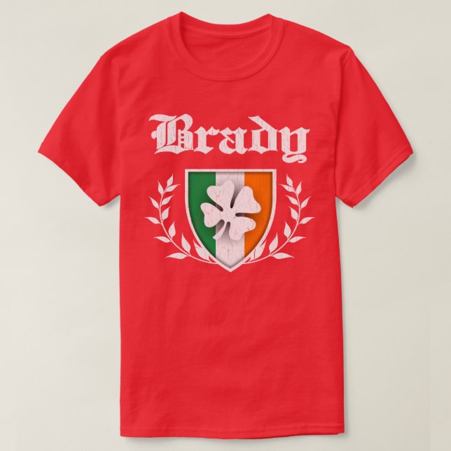 Brady Family Shamrock Crest vintage distressed T-Shirt (Design Front)