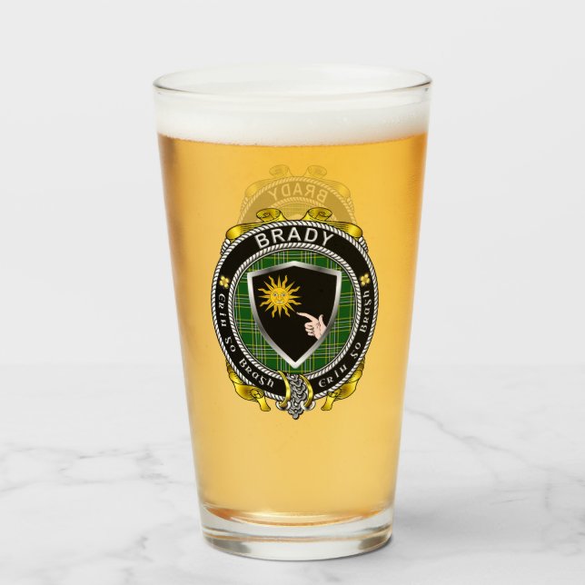 Brady  Irish Shield Beer Glass (Front Filled)