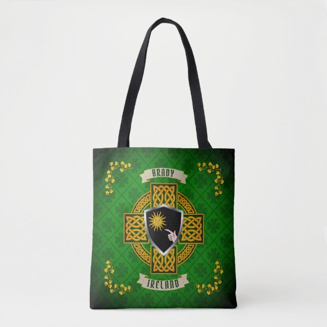 Brady Irish Shield & Celtic Cross Personalised Tote Bag (Front)
