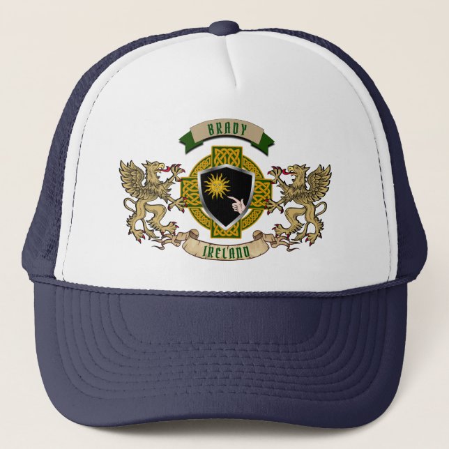 Brady Irish Shield & Griffins Personalised  Trucker Hat (Front)